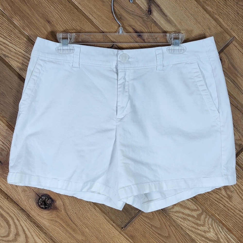 Liz Claiborne Classic Shorts Women 10 Stretch Cotton Chino White Pockets